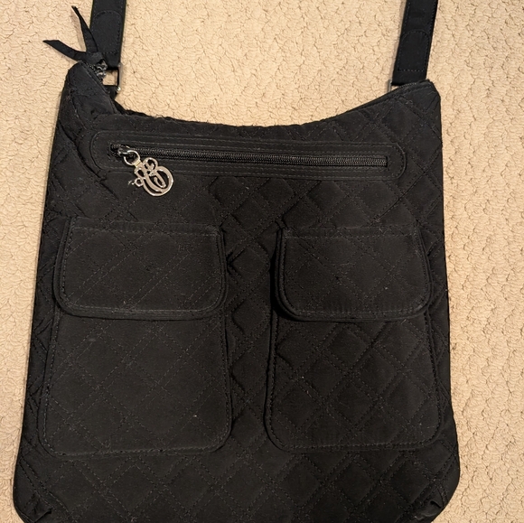 Vera Bradley Large Quilted Crossbody Hipster Black - Picture 2 of 5